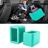 2 Pack Silicone Seat Belt Buckle Holder, Seat Belt Buckle Booster for Kids, Durable Silicone Material, Easy Access to The Buckles of Rear Seats, Car Accessories, Suitable for Most Car Models (Green)