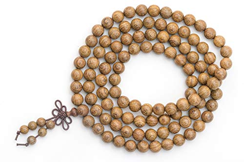 anzhongli Mala Beads Bracelet 108 8mm Prayer Meditation Sandalwood Elastic (8mm Gold Sandalwood)