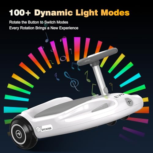 EVERCROSS EV6 Coche Eléctrico Infantil, 4-en-1 Recargable Carro, 3 Velocidades, Motor Brushless 90W, Anti-vuelco, Luces LED & Bluetooth, Patinete Eléctrico Plegable con Volante 360° para Niños - imagen 5
