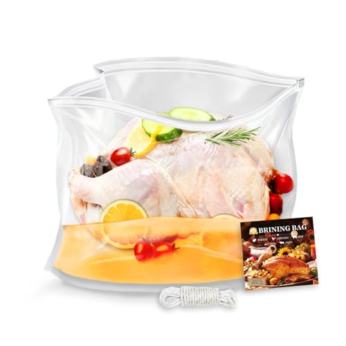 Brining Bags 3 Pack 2622 Extra Large Holds up to 35lb Extra Large Turkey Brine Bag with 3 Cotton Strings Double Zip-lock Seal for Turkey Chicken Beef Pork Ham Marinade