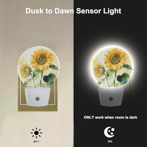 Image of Sunflower Night Light Life is Better with Friends Friendship Plug-in Nightlight Energy Saving 0.5W LED Lighting for Boys Girls Men Women