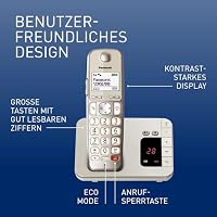 Panasonic KX-TGE260GN Schnurlostelefon mit Anrufbeantworter (Bis zu 1.000 Telefonnummern sperren, übersichtliche Schriftgröße mit starkem Kontrast, extra lauter Hörer, Voll-Duplex Freisprechen) – Ansicht 2