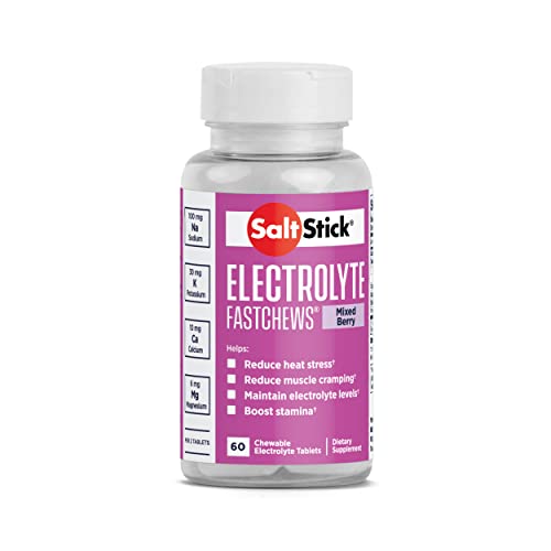 SaltStick FastChews, Electrolyte Replacement Tablets for Rehydration, Exercise, Hiking & Sports Recovery, Bottle of 60 FastChews Tablets, Mixed Berry