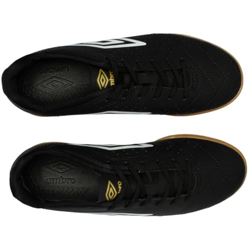 Chuteira Umbro Futsal Neo Striker Preto Branco e Dourado - Masculina - 39 - Preto