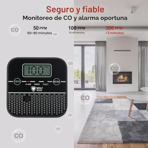 Detector de Monóxido de Carbono WOLFSHIELD Batería 10 Años 4