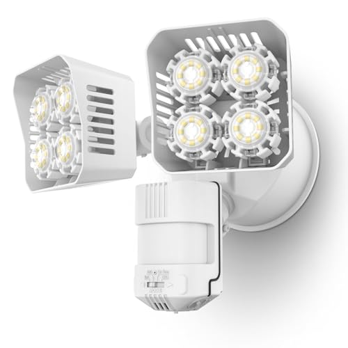 SANSI 36W 3600LM Motion Sensor Outdoor Lights, 50,000 Hrs Lifespan LED Flood Light Outdoor Motion Sensor, 350W Equiv 5000K Dusk to Dawn IP65, Super Bright for Yard Garage, White, Wired