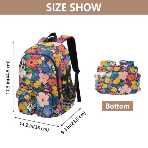Mochila para libros escolares pesados y viajes con diseño ergonómico de margaritas 3