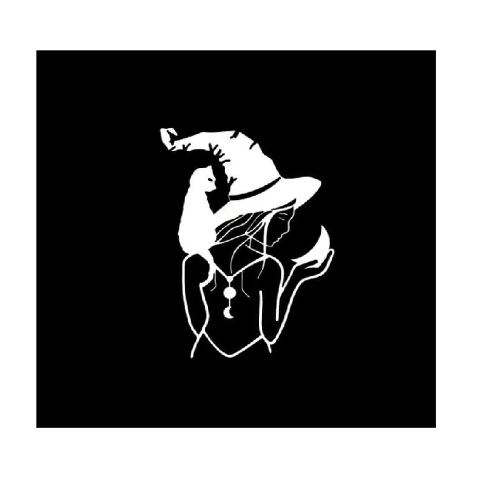 Witch Decal Girl Holding Moon Decal Shoulder Cat Decal Vinyl Decal for Car