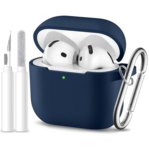 Dgege for Airpods 4th Generation Case Cover(2024),Soft Silicone Full Protective Case for AirPods 4 Case with Keychain & Cleaner Kit,Compatible with Apple Airpods 4 for Women,Men(Darkblue) by DGege - Used condition - US$8.10