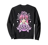 Vaporwave e ragazza anime con fiore di loto