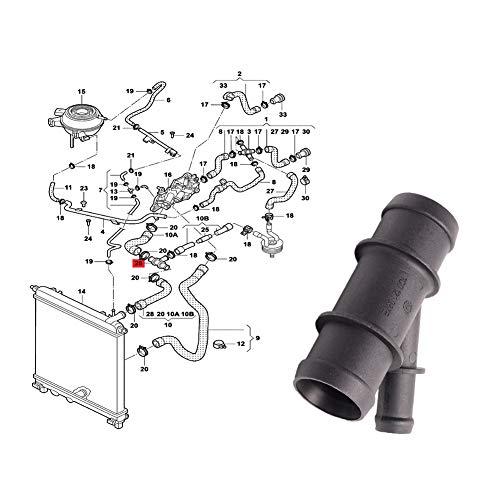 Cnupsm Water Radiator Coolant Hose Connector Pipe 1C0121087E 1C0 121 087E Compatible With Vw Mk6 Jetta 11-08 Polo 05-20 Skoda 11-15 Seat 13-17 1.6L Audi Tt 1.8T 03-06 #TOP3