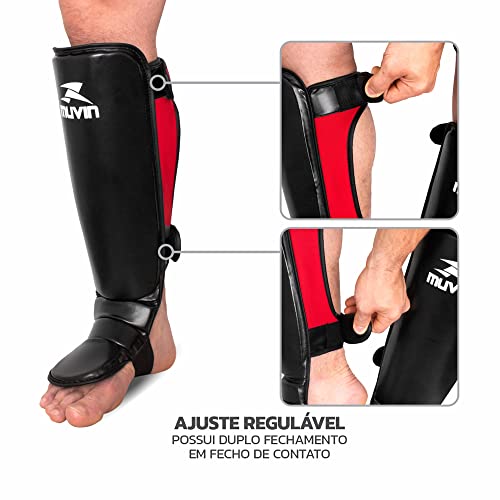 Protetor de Canela e Pé Muvin Pcp-100 (Preto/Vermelho, G/GG)