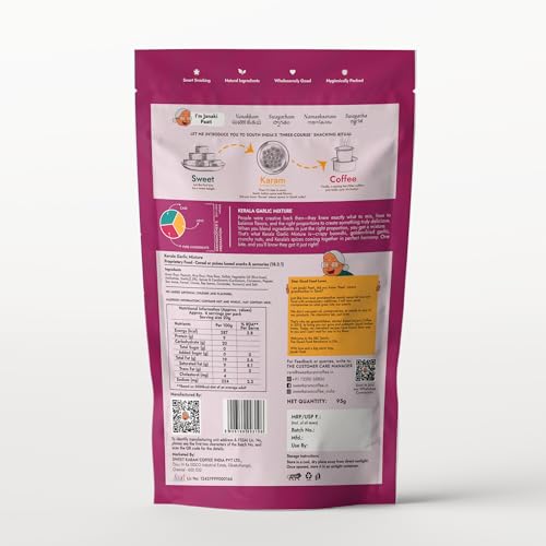 Image of Sweet Karam Coffee Kerala Garlic Mixture - Pack of 4 (95g each) | Crispy South Indian Snack | No Palm Oil or Preservatives | Bold & Spicy Flavor | Authentic Homestyle Tea-Time Mixture