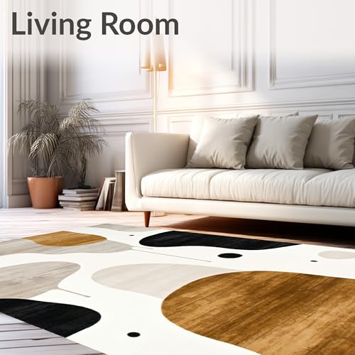 Tapete plano moderno 5x7 beige y negro miniatura 2