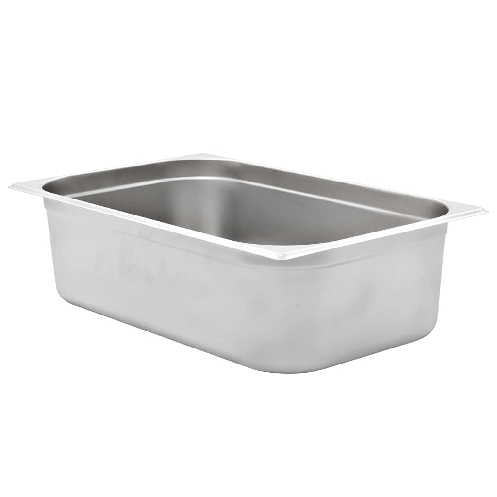vidaXL 2 recipientes Gastronorm GN 1/1 de 150 mm, acero inoxidable, sin óxido, fácil de limpiar, aptos para lavavajillas, utensilios de cocina, bandeja para servir alimentos, soporte para aperitivos