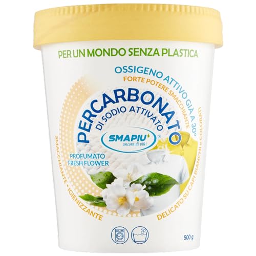 PER-CARBONATO Di Sodio Attivato, Profumato FRESH FLOWER. Delicato Sui Capi Bianchi e Colorati. Smacchiante e Igienizzante. Ossigeno Attivo Già a 30° 500g (Unità)