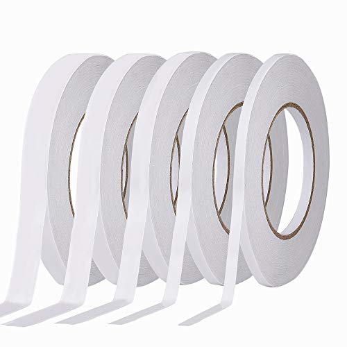 Doppelseitiges Klebeband Selbstklebeband Doppelklebeband, 5 Rollen x 50M Handreißbar Klebestreifen doppelseitig mit Extra stark für Büro DIY Handwerk Cover