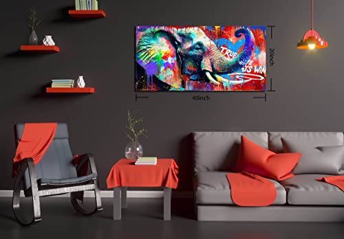 Jkwall77 Animal Abstract Wall-Art Bedroom Decor For Teen Boys - Banksy Elephant Wall Art - Graffiti Wall Art Ready To Hang Size 40" X 20" #TOP6