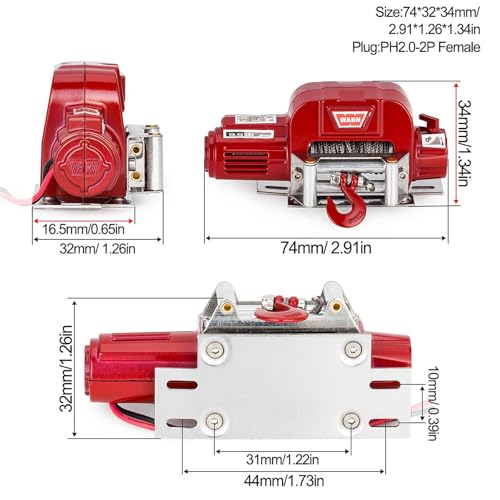 Winch eléctrico de metal para coche RC 1:10 miniatura 5