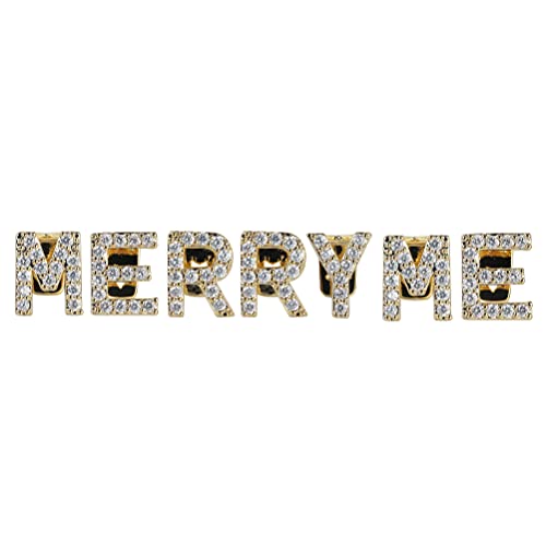 KKPLZZ Joia para casal, letras de dentes, letras Merry Me I DO, boné de dente com strass cintilante,
