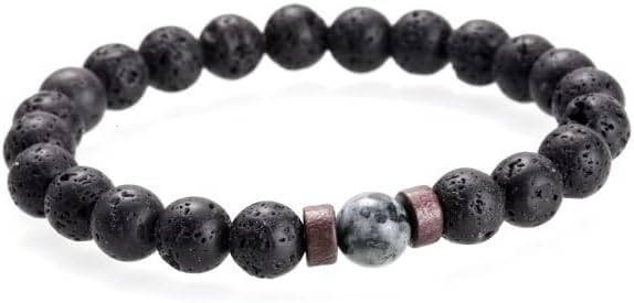 Lameybrt Kit de pulsera elástica de ágata de piedra natural contra el mal de ojo con dijes ajustables para hombres, novio, para regalo, pulsera