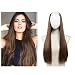 Clip in Hair Extension U shape Full Head Straight Long 24" 0.37lb 170g Synthetic Hairpiece For Women Natural Real Hair Piece Japan High Temperature Fiber(UH16#4/30)