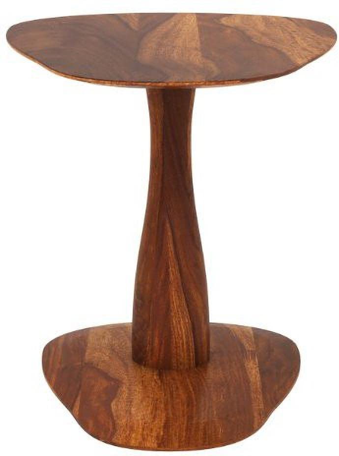 Image of Carina Solid Wood END Table for Living Room | Living Room Furniture | Premium Side Table for Home | Natural Teak Finish | Solid SHEESHAM Wood | Abstract Solid Wood Base