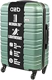 A2B 26" Medium Lightweight Hard Shell Suitcase - Sage Coloured Luggage with 4 Spinner Wheels, Durable ABS Travel Cases for Holiday, Stress Tested Zippers (Sage, Medium)