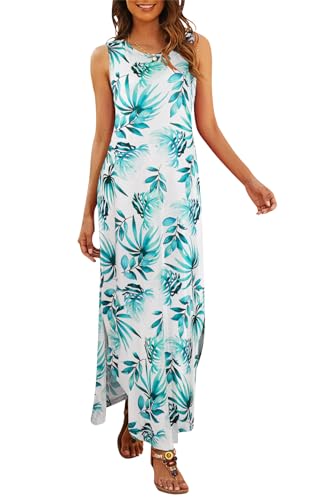 Image of Hount Women's Casual Summer Sleeveless Dress Loose Split Maxi Dresses with Pockets