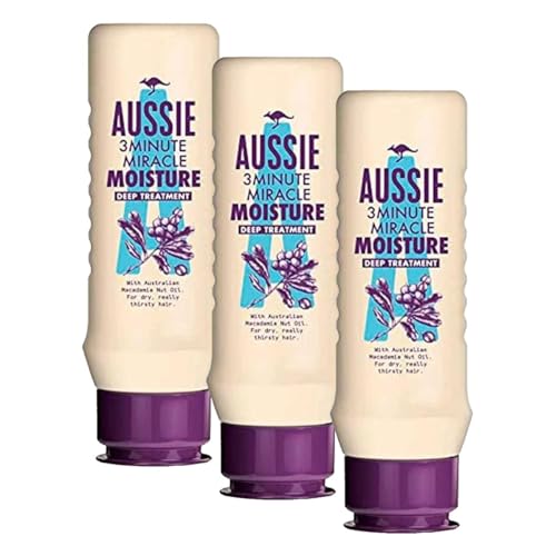 Image of Aussie 3 Minute Miracle Moisture - Vegan Deep Treatment for Dry, Brittle Hair - with Australian Macadamia Nut Oil, 75ml (Pack of 3)