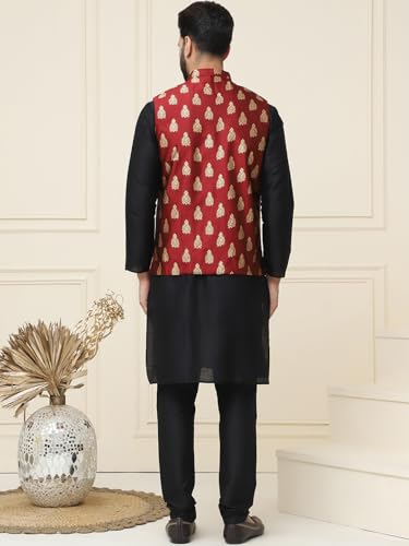 Image of SOJANYA (Since 1958 Men's Silk Blend Kurta Pyjama With Nehrujacket Set