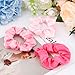 Satin Scrunchies Set of 12 - Elastic Silk Bubble for Girls, Pink Hair Accessories and Valentine's Day Gifts