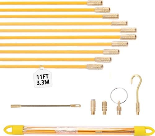 Cabling Rods Akuoly Fish Tape 3.3m Fiberglass Electrical Cable Threader ...