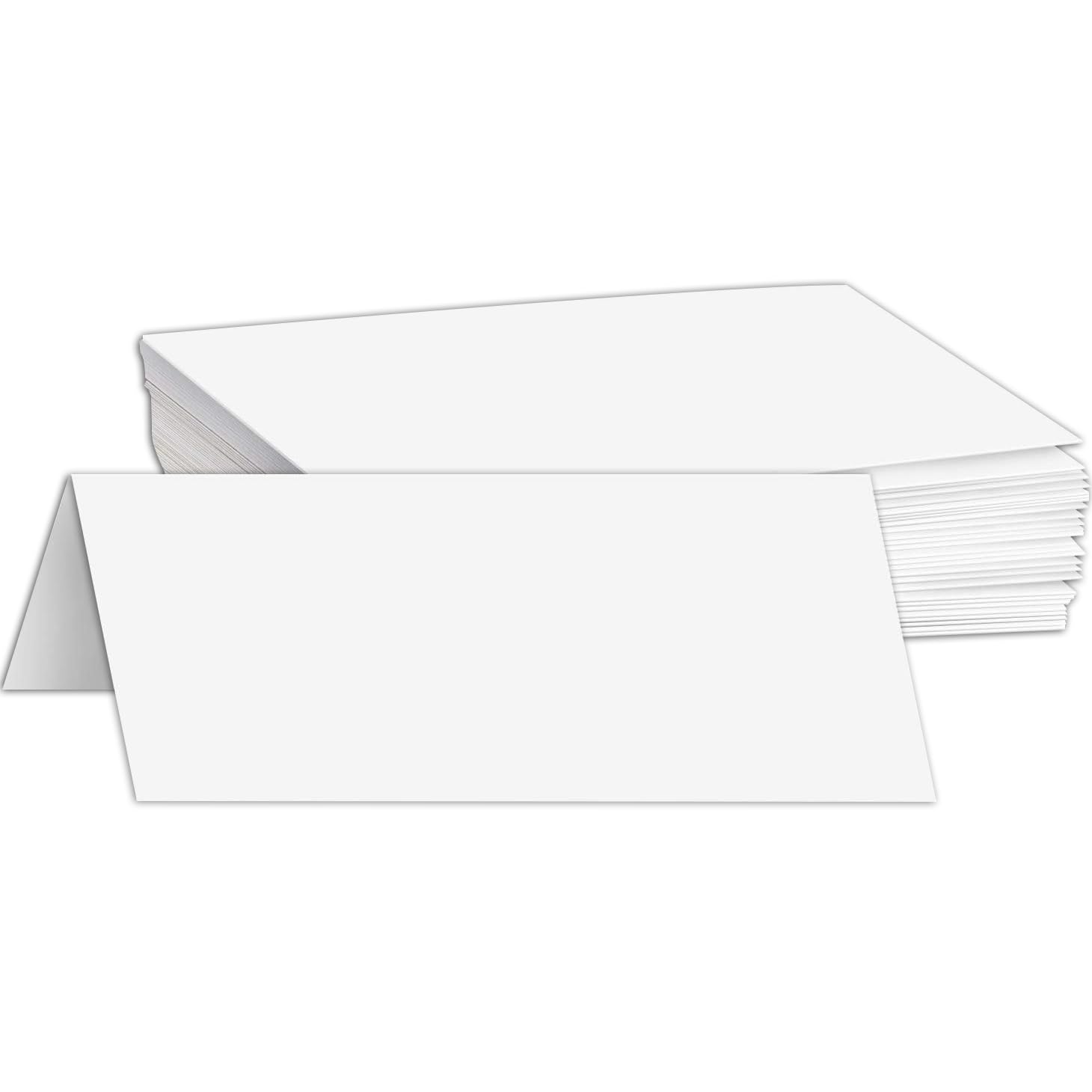 Vertical Fold Tent Cards - 4.25 x 11 Inch Heavyweight White Card Stock Paper - for Birthday, Wedding, Holiday, Anniversary Invitations, and All