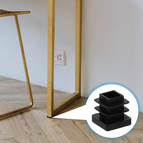 Plugues quadrados de plástico Tehaux para pés de cadeira com acabamento de plugue, protetor de piso,