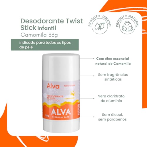 Desodorante Infantil Twist Stick Camomila Alva 33g
