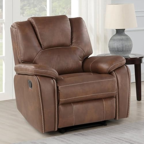 Image of Torque - Alfex 1 Seater Leatherette Manual Recliner | Recliner Sofa /Chair for Living Room, Bedroom, Office | 1 Year Warranty - Brown