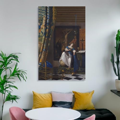 Impression sur toile Vermeer Allégorie de la foi tableau déco salon chambre 20x30