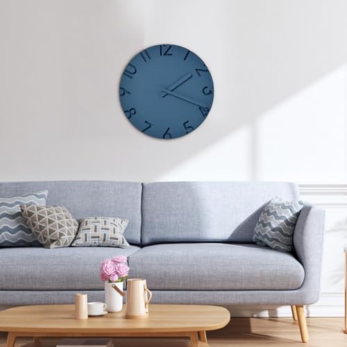 Décoration murale moderne avec horloge 30 cm effet ciment pour cuisine