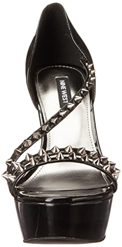Nine West Women's Fabla3 Platform Sandal, Black Patent, 8.52