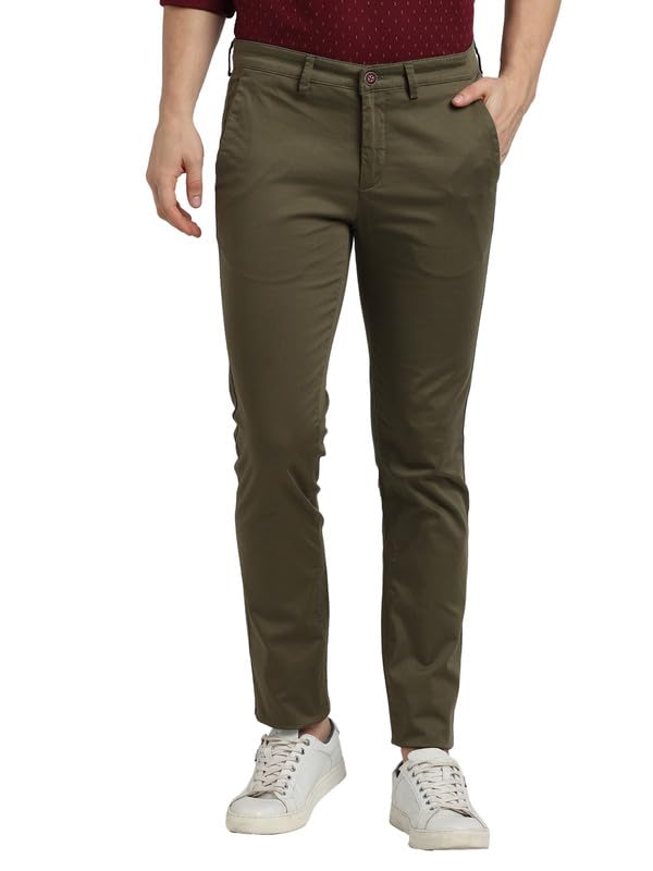 Pantalon coton stretch homme Turtle vert olive de qualité supérieure ajustée