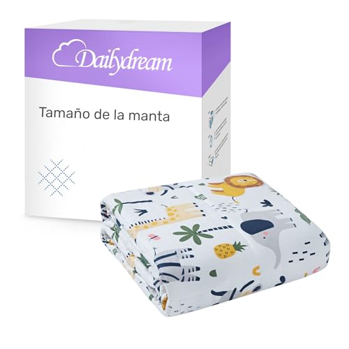 Dailydream manta pesada para niños, 104 x 150 cm, 3,2 kg, diseño de safari, 100% algodón, relleno de perlas de cristal, manta terapéutica para peso corporal 35-55 kg