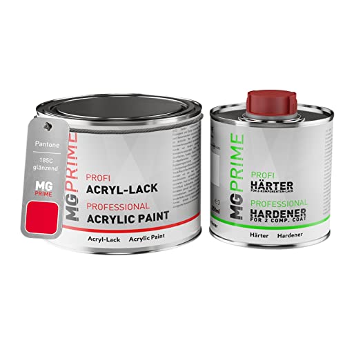 Pantone 185C Red Peinture acrylique brillante Pot de 0,75 litre / 750 ml, y compris le durcisseur