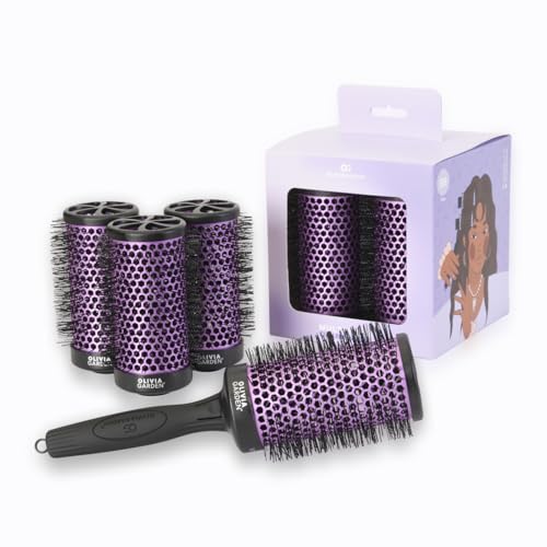 Olivia Garden Multibrush Curlers Kit   4 cabezales y 1 mango desmontable   Tamaño 55   Perfecto para rizos y volumen