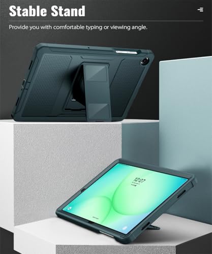 Image of MoKo Shockproof Case Fit Samsung Galaxy Tab A11+ Plus / A9+ 11 Inch | Full Body Rugged Stand Back Cover with Built-in Screen Protector for Galaxy Tab A11+ / A9+ Tablet, Midnight Green