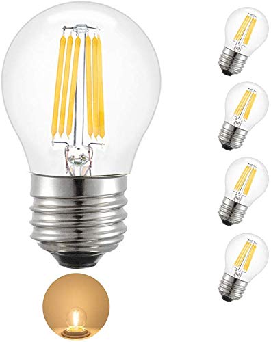 Ampoules à filament LED à vis Edison style vintage E27 2W lumière G45 petit globe 360 ​​lampe à angle de faisceau 2700-3000K blanc chaud 25W remplacement incandescent, 6w, pack de 4 Cover