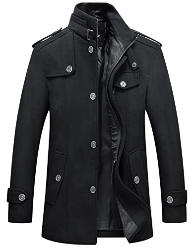 Image of chouyatou Men's Winter Stylish Wool Blend Single Breasted Military Peacoat