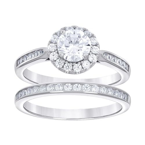 Bague en argent sterling 925 pour femme avec halo de faux diamants CZ taille 6