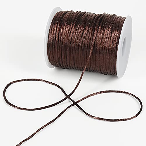 Image of Tenn Well 295ft 2mm Satin Cord Brown Nylon for Macrame Bracelets | Satin nylon string for necklaces, jewelry making, beading, arts & crafts