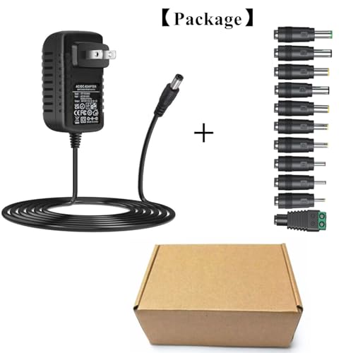 GuanTing Universal AC Adapter 12V 2A Power Supply Charger 24W AC110V to DC12V 2000mA 1500mA 1000mA 500mA Power Driver 11 DC Plug Tips 12 Volt Converter Inverter Transformer ac dc Adapter(DC12V~2A)
